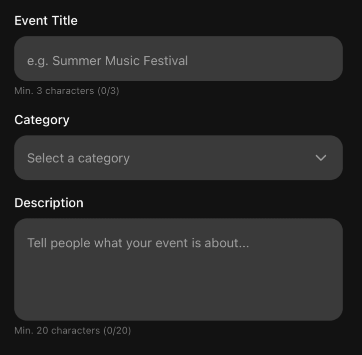 Create Event Interface